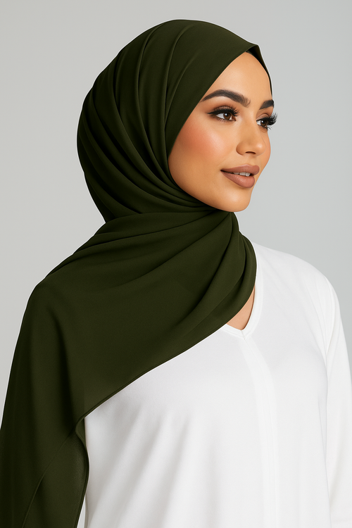 Georgette Hijab-Olive Green
