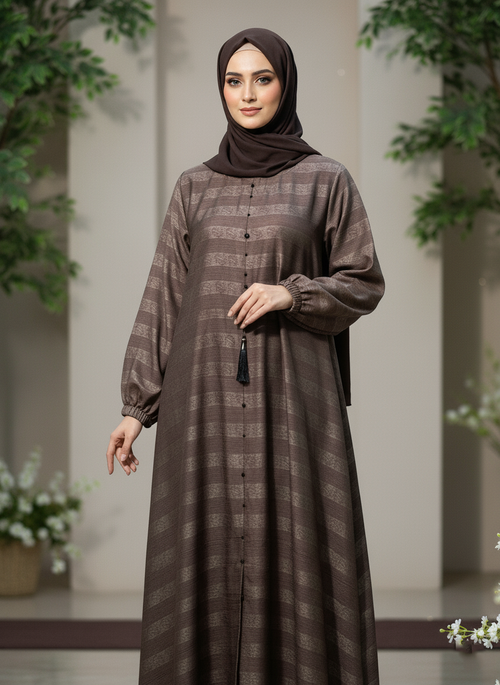 Dark Brown Abaya - Pure Zoom Nida fabric