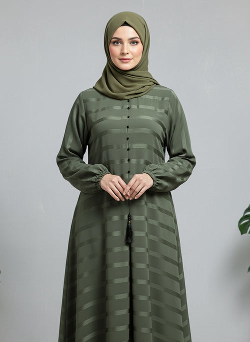 Olive Green Abaya — Premium Zoom Nida fabric