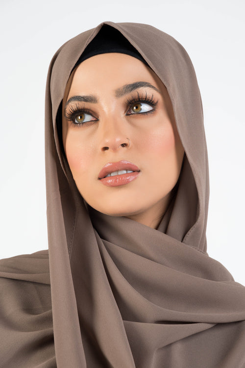 Georgette Hijab-Dark Mushroom