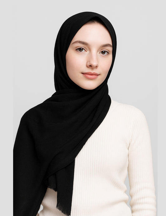 Soft Turkish Lawn  Hijab – Black
