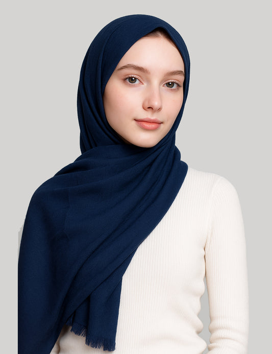 Soft Turkish Lawn  Hijab – Navy Blue
