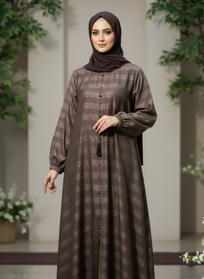 Dark Brown Abaya - Pure Zoom Nida fabric