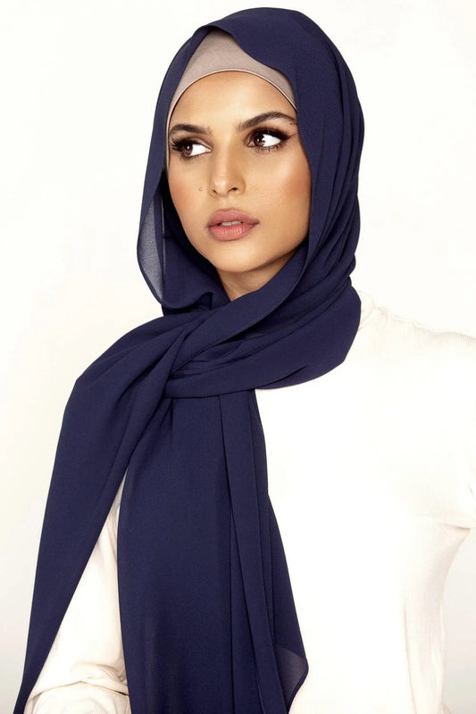 Georgette Hijab-Navy Blue
