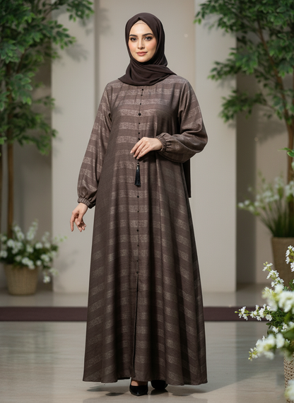 Dark Brown Abaya - Pure Zoom Nida fabric
