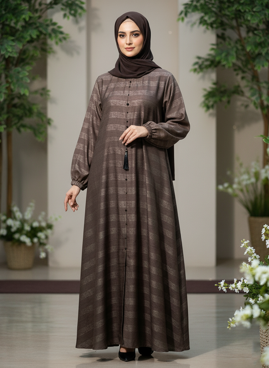 Dark Brown Abaya - Pure Zoom Nida fabric