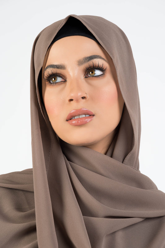 Georgette Hijab-Dark Mushroom