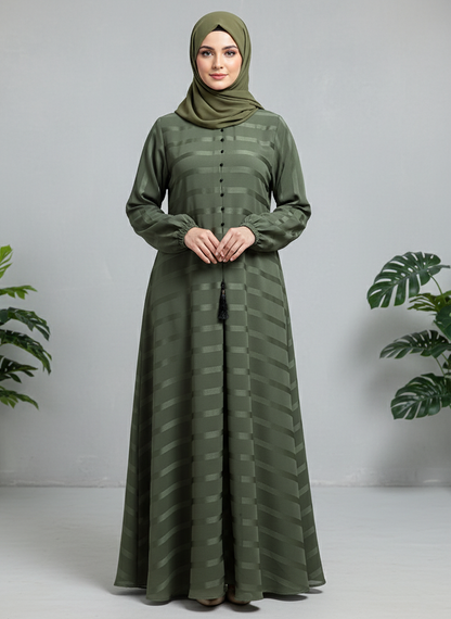 Olive Green Abaya  — Premium Zoom Nida fabric